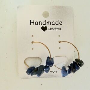🆕Handmade Blue Stone Hoop Earrings